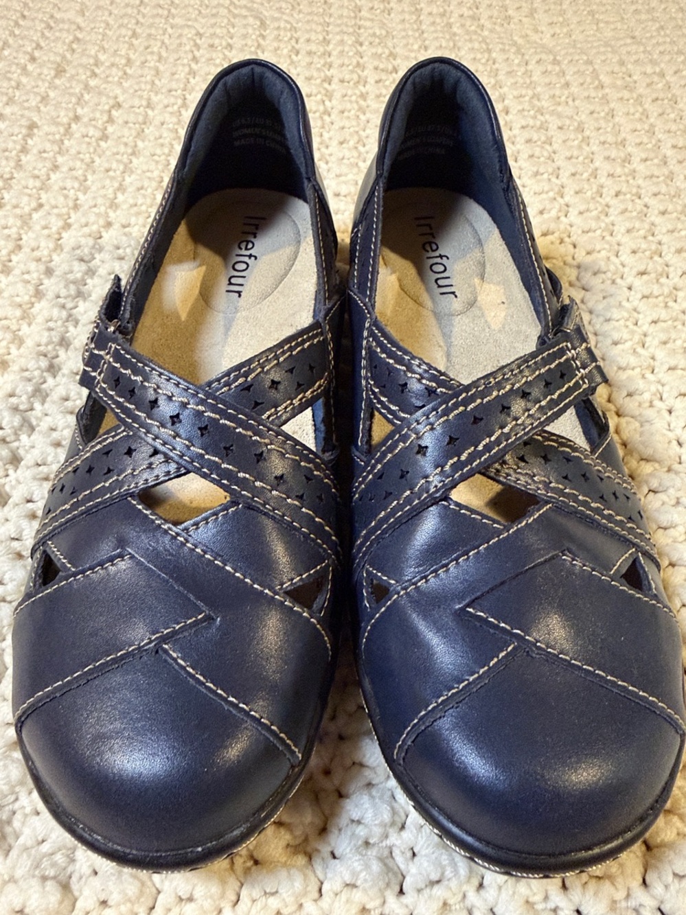 Irrefour- Navy Microfiber Leather Loafers